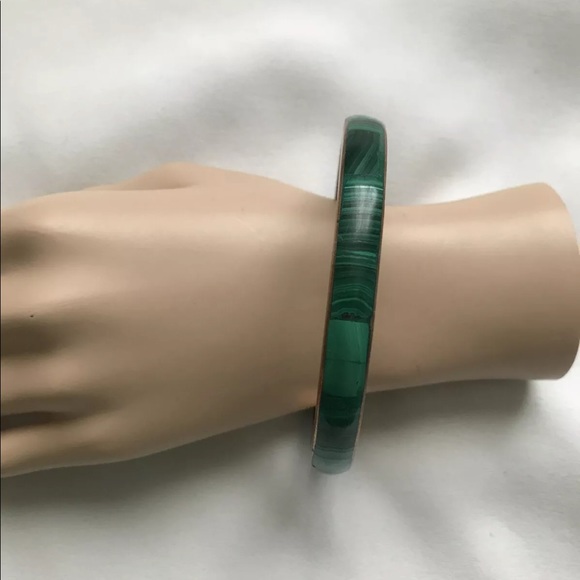 Vintage Bracelet Malachite Inlay Bronze Large - Picture 4 of 7